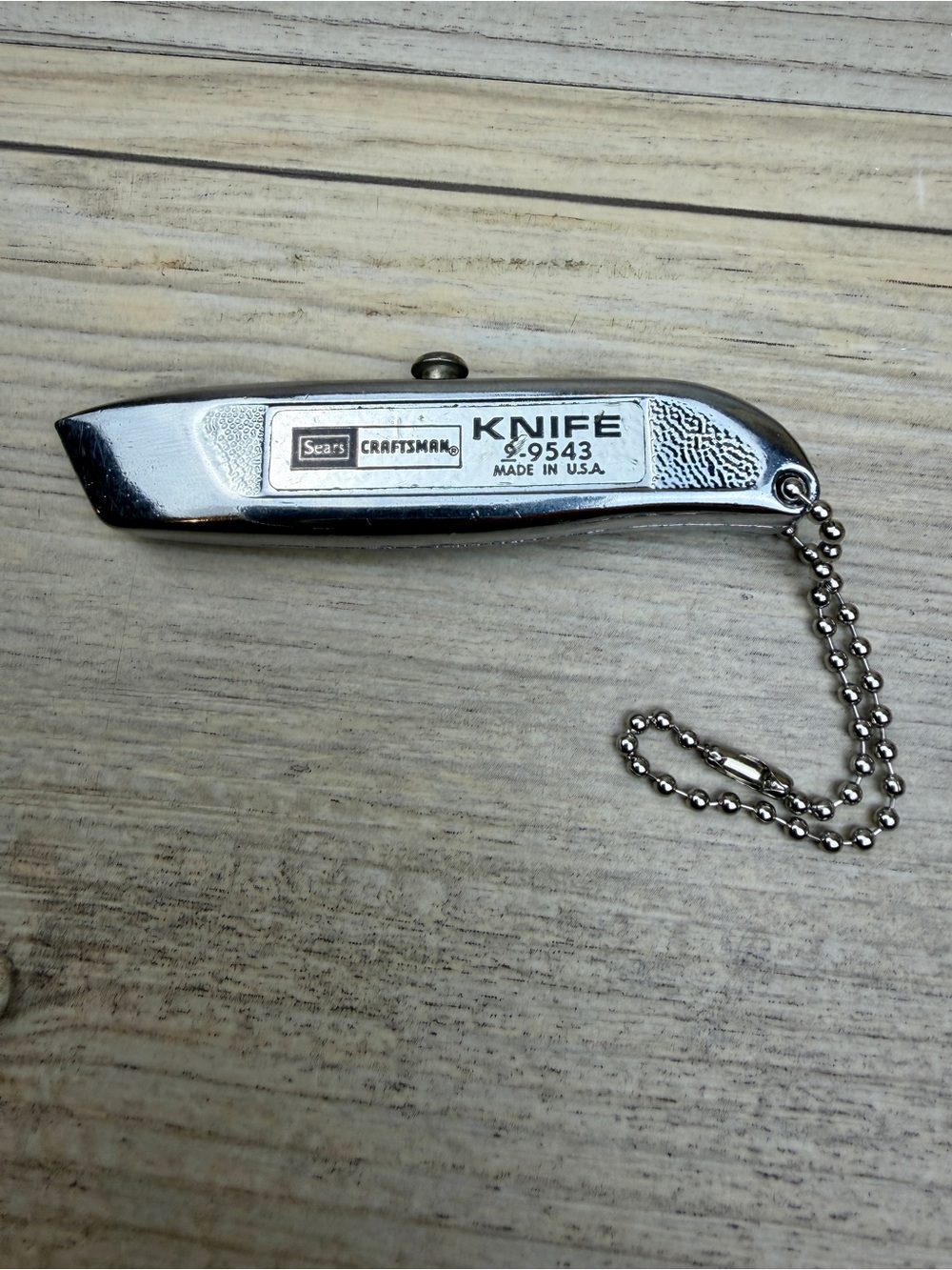 Vintage Sears Craftsman Utility Blade Pocket Knife 9-9543 USA 3" with chain